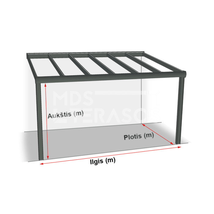 Alumiiniumist terrassi varikatus Stuttgart 606x410x250 hall - Image 2